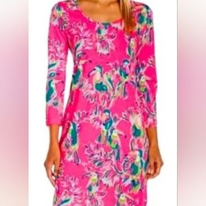 Lilly Pulitizer Beacon  Dragonfruit Toucan Pink Tropical Print Dress XS